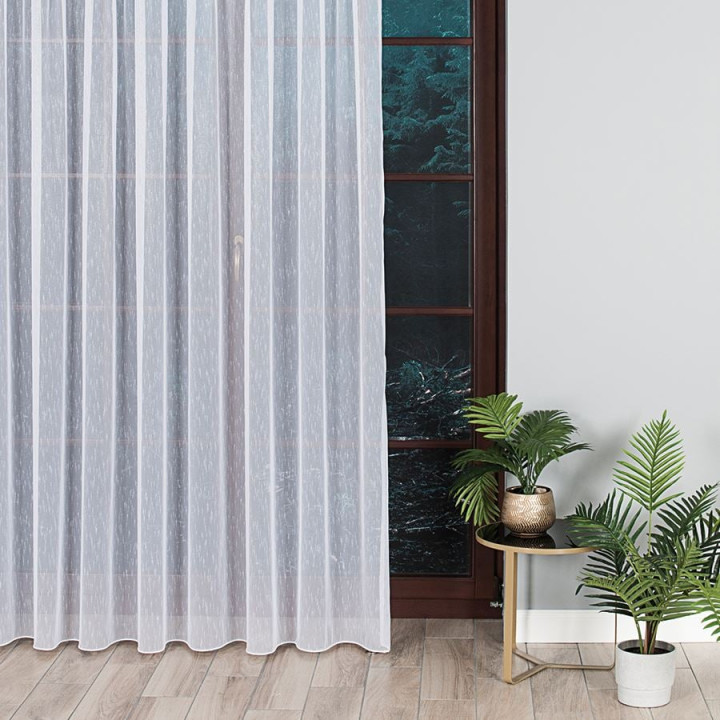 Firanka fantazyjna z ołowianką, wysokość 330cm, kolor V01 biały