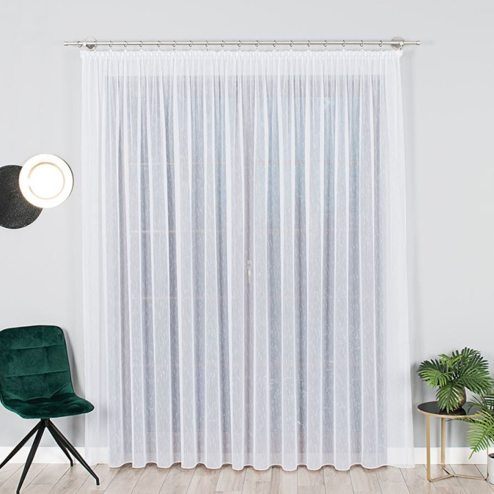 Firanka fantazyjna z ołowianką, wysokość 330cm, kolor V01 biały