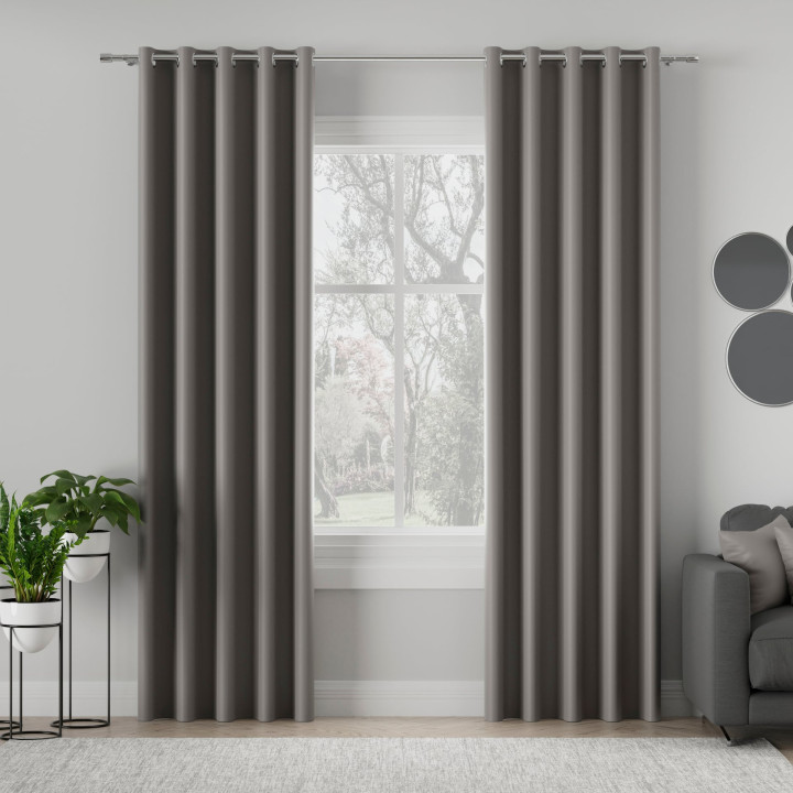 DONA Tkanina dekoracyjna typu blackout, wysokość 280cm, kolor 206 szary