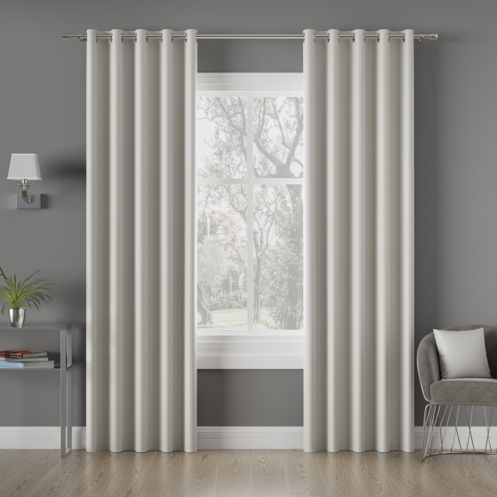 DONA Tkanina dekoracyjna typu blackout, wysokość 280cm, kolor 801 pastelowy szary