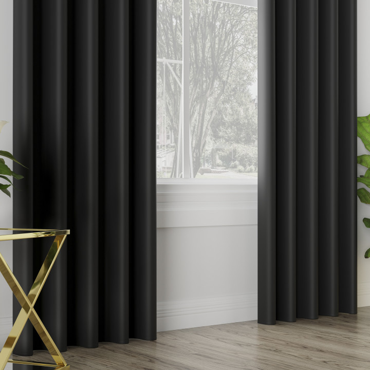 DONA Tkanina dekoracyjna typu blackout, wysokość 280cm, kolor 846 czarny