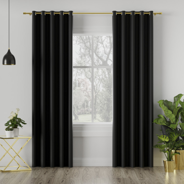 DONA Tkanina dekoracyjna typu blackout, wysokość 280cm, kolor 846 czarny