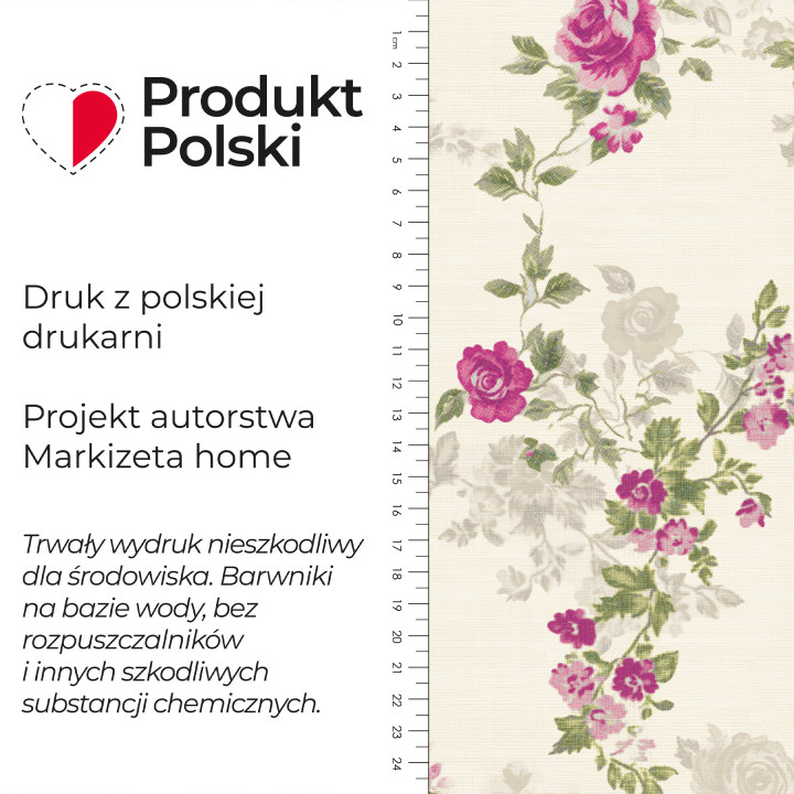 RÓŻA ANGIELSKA Tkanina dekoracyjna NINA WODOODPORNA, 160cm, kolor 001 beżowy