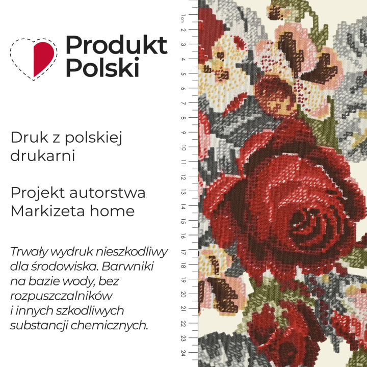 RÓŻA Tkanina dekoracyjna obrusowa NINA WODOODPORNA, 160cm, kolor 003 czerwony