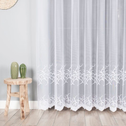 Firanka żakardowa ze wzorem pasowym, wysokość 250cm, kolor 001 biały