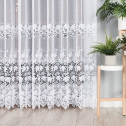Firanka żakardowa ze wzorem pasowym, wysokość 250cm, kolor 001 biały