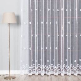 Firanka żakardowa ze wzorem pasowym, wysokość 230cm, kolor 001 biały
