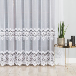 Firanka żakardowa ze wzorem pasowym, wysokość 250cm, kolor 001 biały