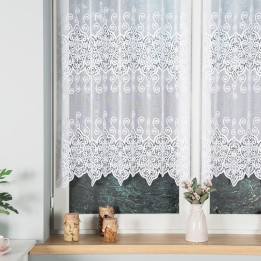 Zazdrostka żakardowa ze wzorem pasowym, wysokość 120cm, kolor 001 biały