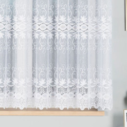 Firanka żakardowa ze wzorem pasowym, wysokość 160cm, kolor 001 biały