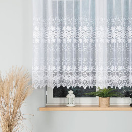 Firanka żakardowa ze wzorem pasowym, wysokość 140cm, kolor 001 biały