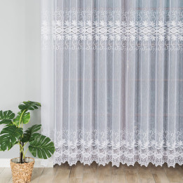 Firanka żakardowa ze wzorem pasowym, wysokość 230cm, kolor 001 biały