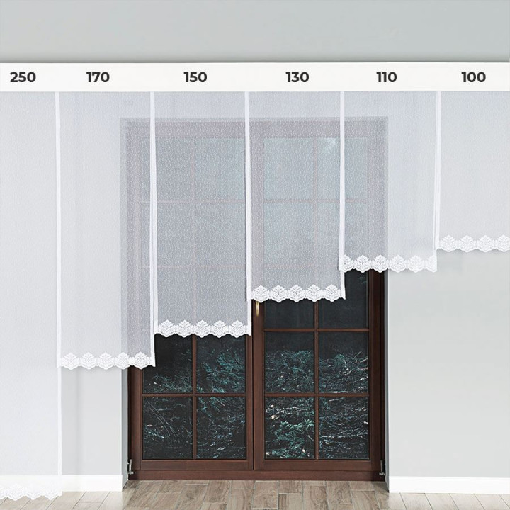 Firanka żakardowa ze wzorem na samym dole, wysokość 130cm, kolor 001 biały