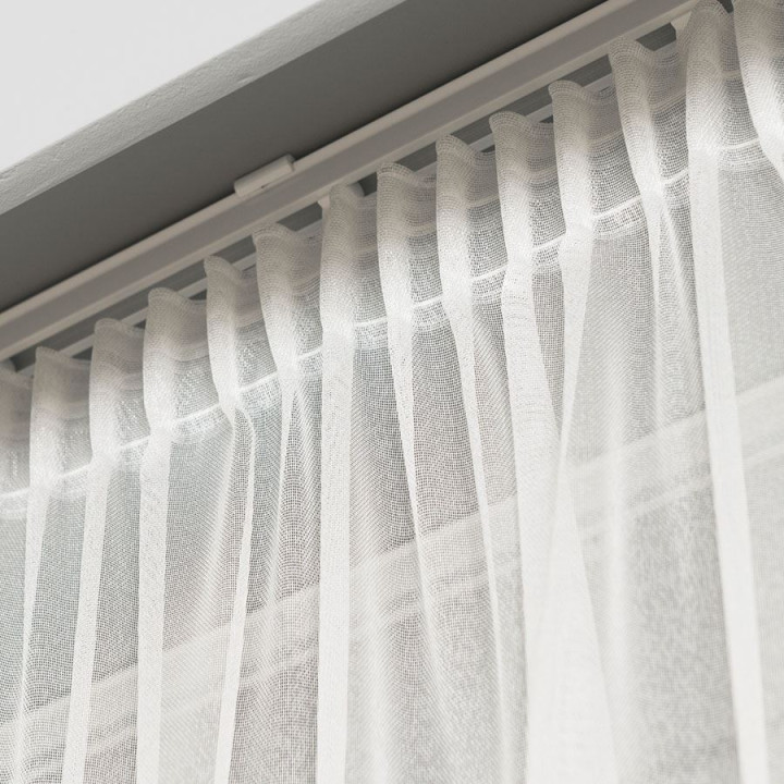 Firanka z aplikacją na markizecie ze wzorem pasowym, wysokość 280cm, kolor 012 kremowy