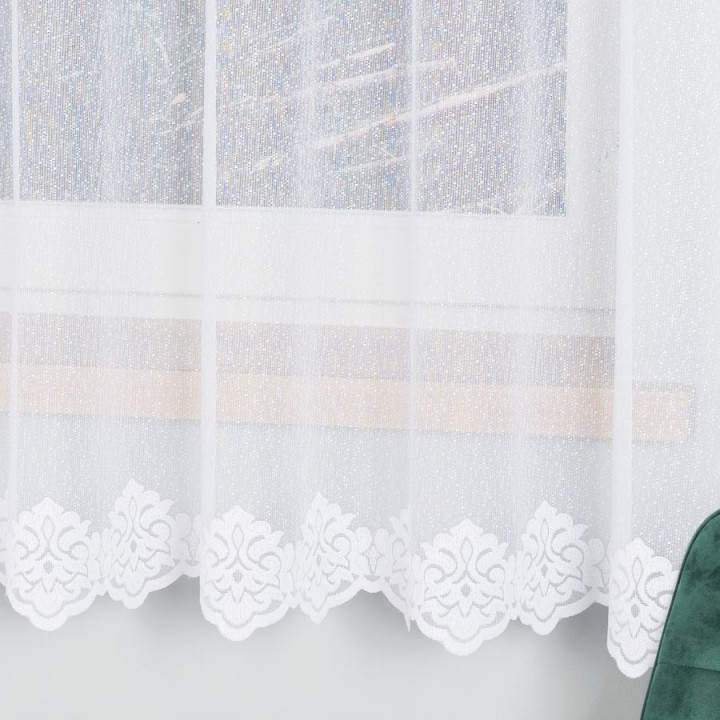 Firanka żakardowa ze wzorem na samym dole, wysokość 180cm,  kolor 001 biały