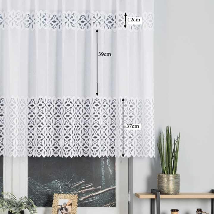 Firanka żakardowa ze wzorem pasowym, wysokość 120cm, kolor 001 biały