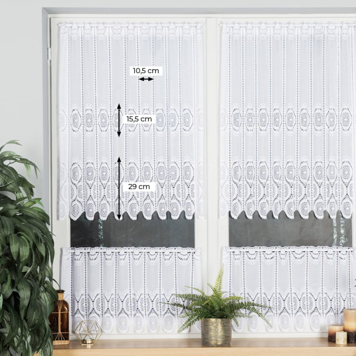 Zazdrostka żakardowa panelowa, wysokość 90cm, kolor 001 biały