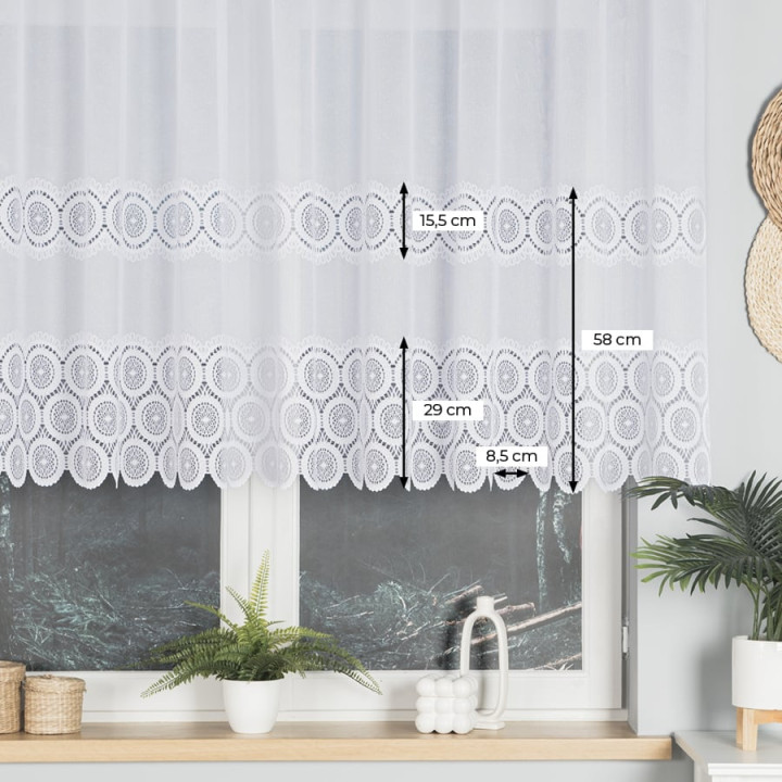 Firanka żakardowa, wysokość 120cm, kolor 001 biały