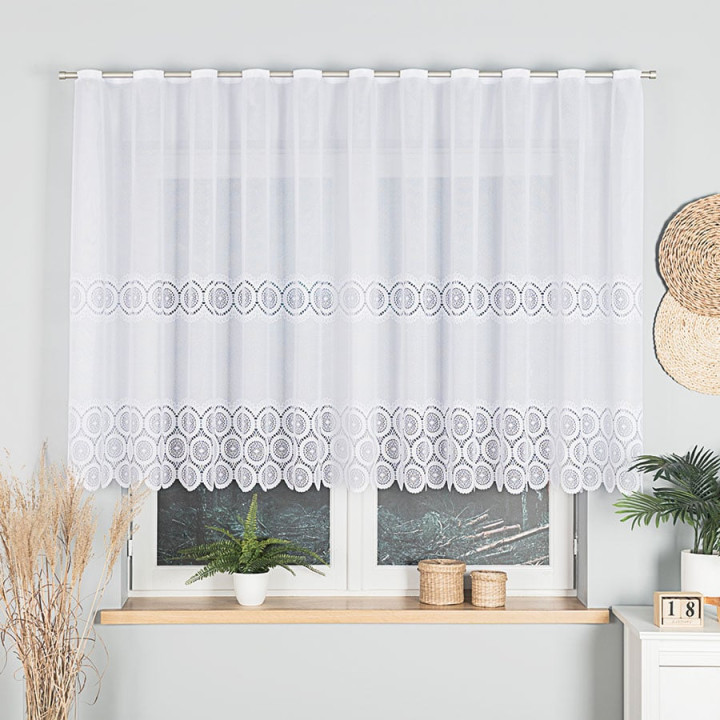 Firanka żakardowa, wysokość 130cm, kolor 001 biały