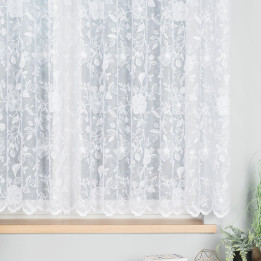 Firanka żakardowa ze wzorem po całości, wysokość 155cm, kolor 001 biały