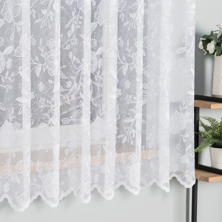 Firanka żakardowa ze wzorem po całości, wysokość 175cm, kolor 001 biały