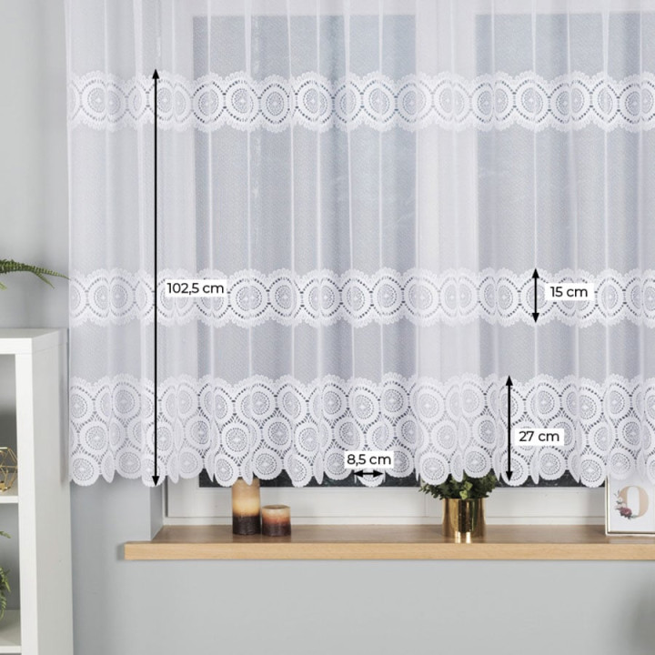 Firanka żakardowa, wysokość 150cm, kolor 001 biały