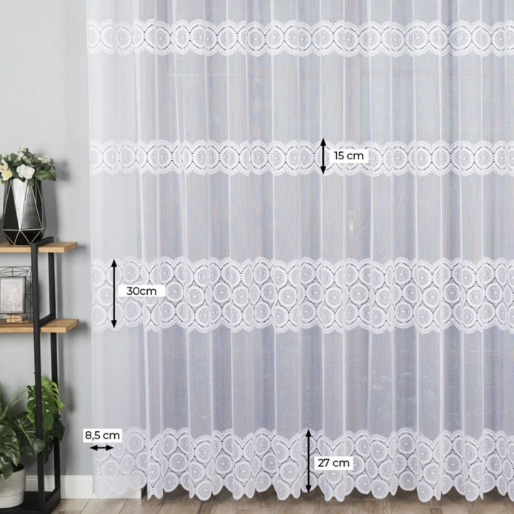 Firanka żakardowa, wysokość 250cm, kolor 001 biały
