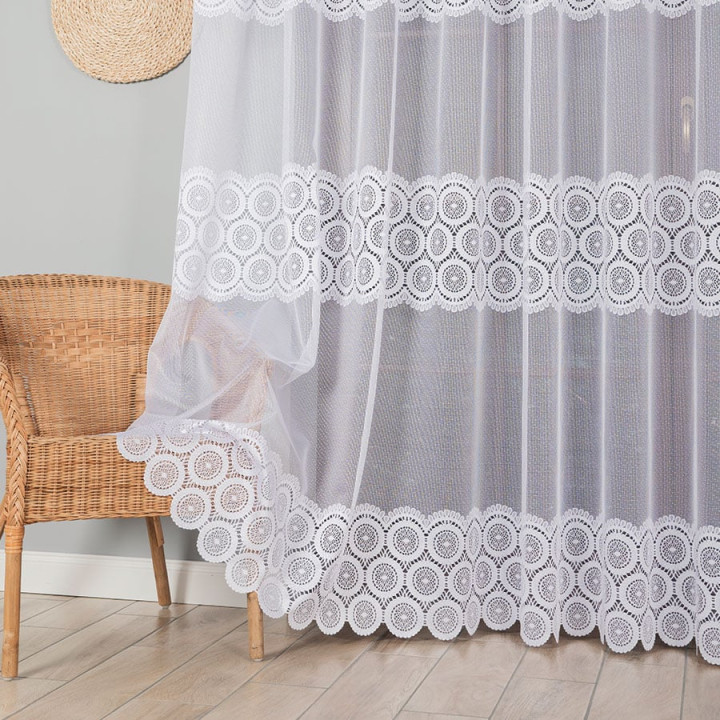 Firanka żakardowa, wysokość 250cm, kolor 001 biały