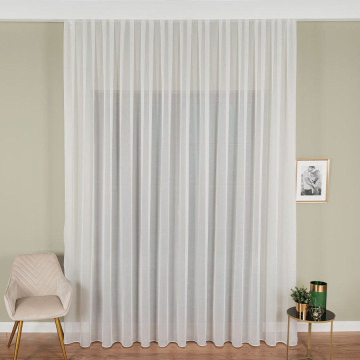 Firanka fantazyjna w jodełkę, z ołowianką, wysokość 300cm, kolor 010 off white