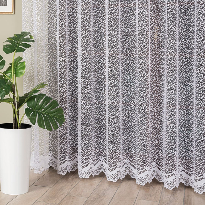 Firanka żakardowa ze wzorem po całości, wysokość 270cm, kolor 001 biały