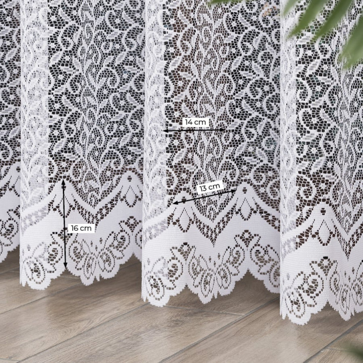 Firanka żakardowa ze wzorem po całości, wysokość 230cm, kolor 001 biały