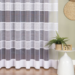 Firanka żakardowa pasowa, wysokość 250cm, kolor 001 biały