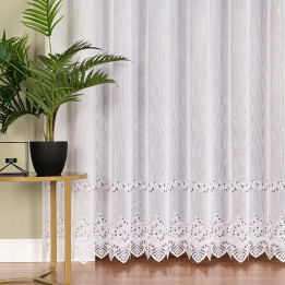 Firanka żakardowa ze wzorem pasowym, wysokość 230cm, kolor 001 biały