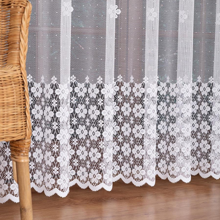 Firanka żakardowa ze wzorem pasowym, wysokość 250cm, kolor 001 biały