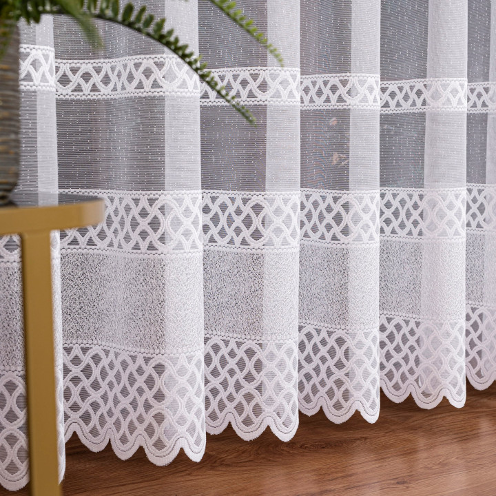 Firanka żakardowa pasowa, wysokość 250cm, kolor 001 biały