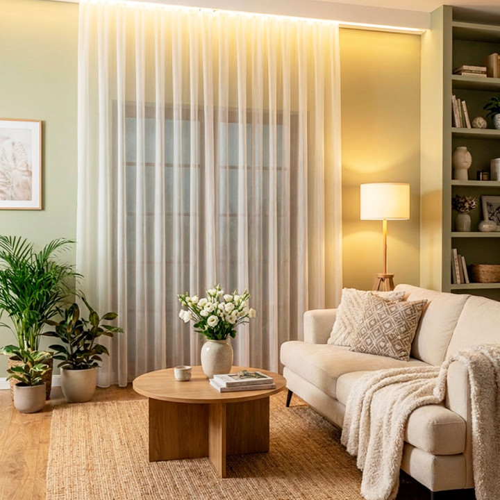 Firanka fantazyjna z ołowianką, wysokość 300cm, kolor 010 off white