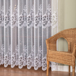 Firanka żakardowa ze wzorem pasowym, wysokość 250cm, kolor 001 biały