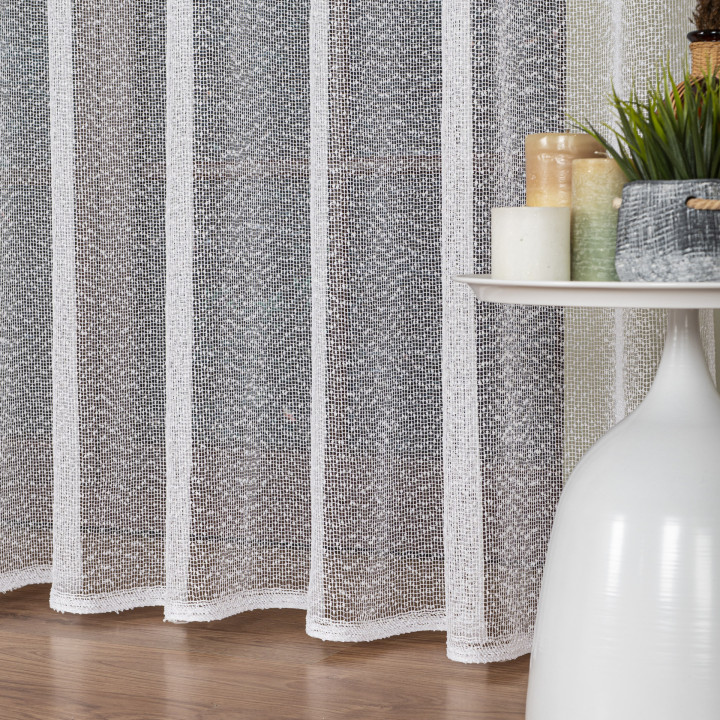 Firanka fantazyjna siatka z puszystymi przeszyciami, wysokość 280cm, kolor 001 biały