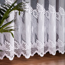 Firanka żakardowa ze wzorem pasowym, wysokość 270cm, kolor 001 biały