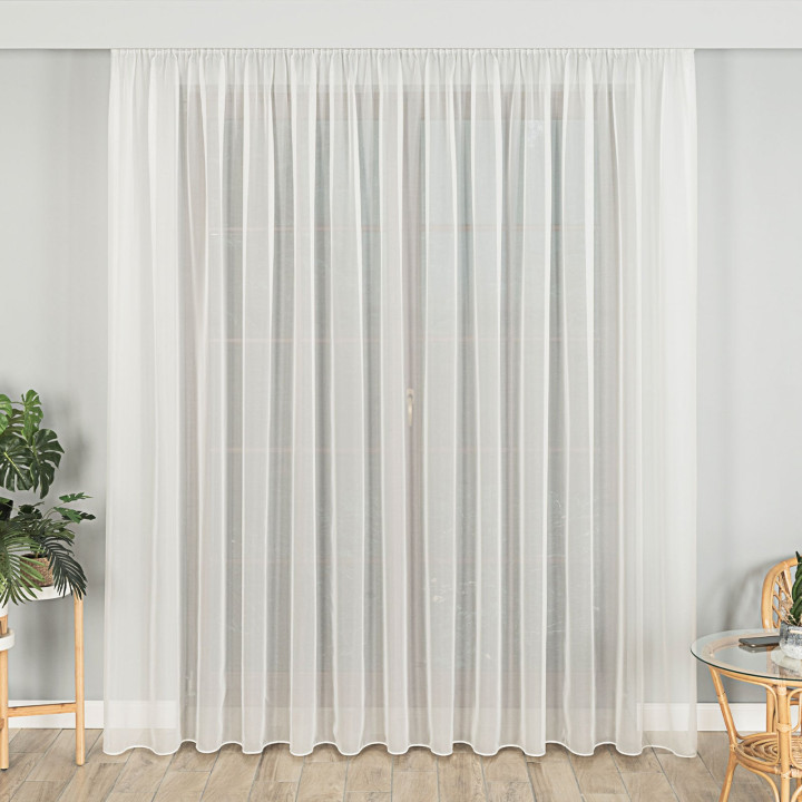 Woal premium z ołowianką, wysokość 300cm, kolor 010 offwhite